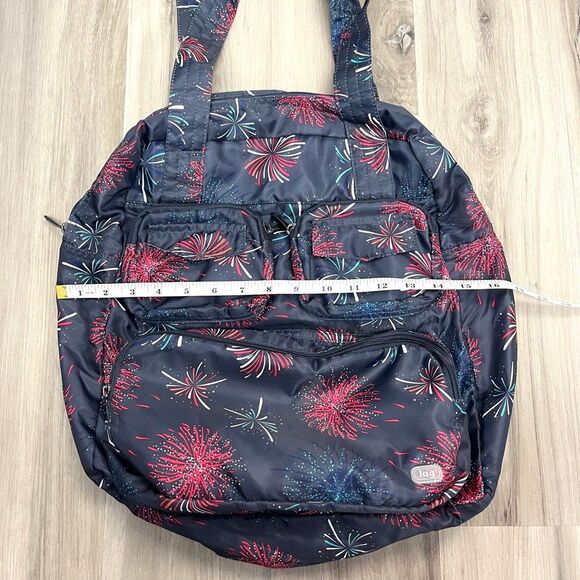 Lug Tote Women’s OS Navy Blue Fireworks Print Puddle Jumper Lightweight Packable - Picture 8 of 9